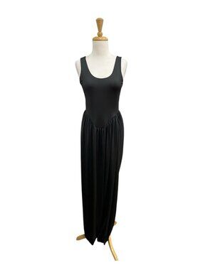 Sierra Darien Draped Maxi Dress With Sculptural Skirt And Side Slit Black Size M